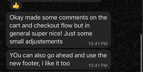 Client approving flows and footer design